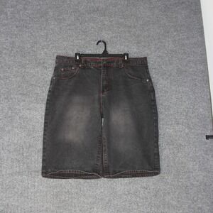 Unbranded Denim Shorts Mens 38 Black‎ Red Contrast Stitch Baggy Y2K Streetwear